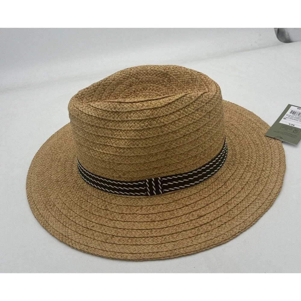 Goodfellow & Co Hat Mens Panama M/L Tan Brown Straw Black Band NWT